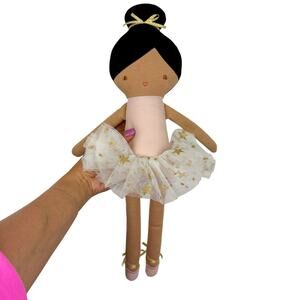Alimrose Betty Ballerina Pale Pink Plush Girl Black Hair